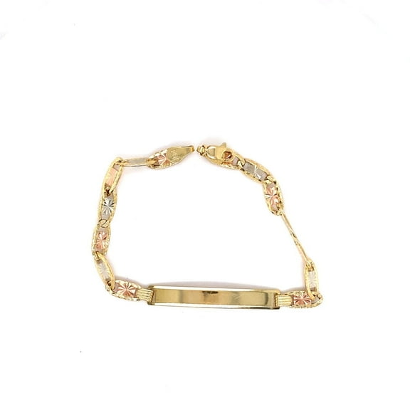 14k Tri Color Valentino 5mm ID Adult Bracelet 7"
