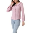 thumbnail image 4 of INSPIRE CHIC Women's Swiss Dots Long Sleeves Button Front Shirt Peter Pan Collar Blouse XL Pink, 4 of 5