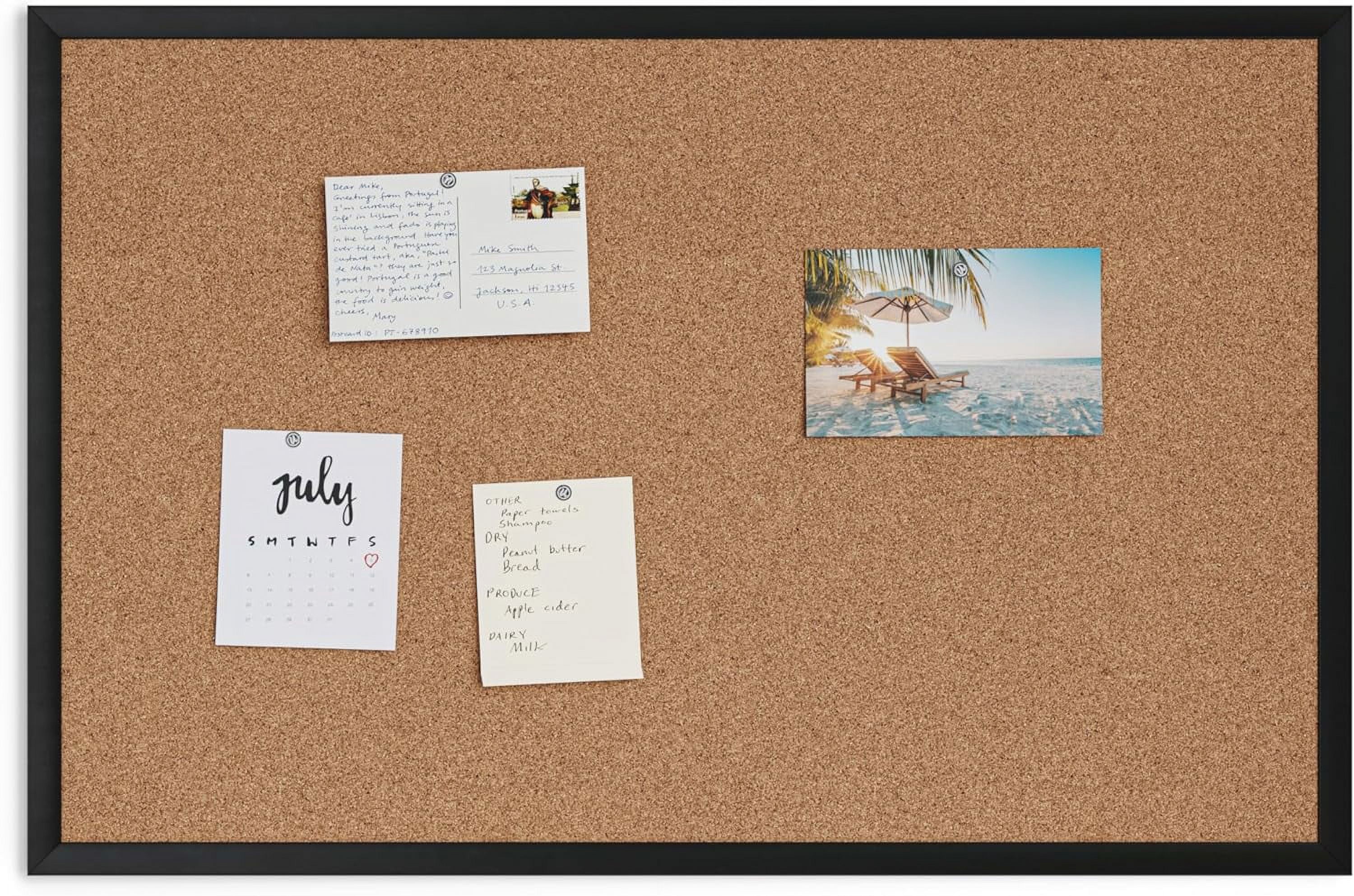 U Brands Cork Bulletin Board, 24inch x 36inch, Black Wooden Frame: Office Supplies
