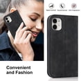 thumbnail image 6 of Allytech Magnetic Flip Folio Case for Apple iPhone 11 6.1 inch,Plain Leather RFID Blocking Card Slots Wallet Kickstand Phone Cover,Black, 6 of 10