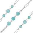 thumbnail image 4 of Shop LC Amazonite Round Beads Stainless Steel Beaded Station Paper Clip Chain Necklace for Women Size 30" Ct 41 Birthday Gifts, 4 of 7