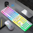 thumbnail image 3 of HXSJ L96 Wireless Keyboard and Mouse Combo, 3000mAh Rechargeable RGB Full Size Keyboard with Pudding Keycaps + 4800DPI Optical Mice, NEW 2023 Mechanical Feel Keyboard and Mouse for PC Gamer, 3 of 11