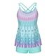 thumbnail image 5 of Traje de baño de 2 piezas para mujer, trajes de baño para mujer, traje de baño de mujer con abertura trasera, estampado de hojas multicolor, pantalones y tirantes, traje de baño dividido para mujer, 5 of 6
