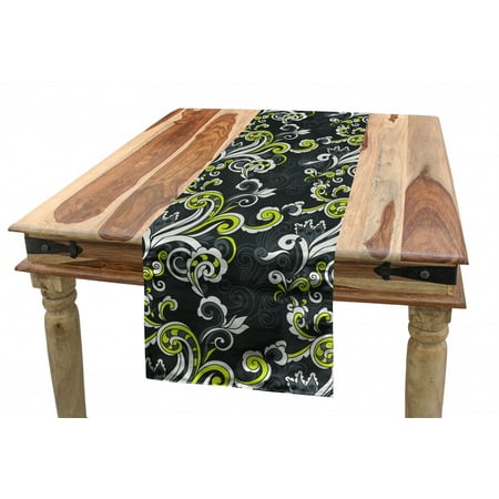 

Floral Table Runner Vintage Foliage Ornate Motif with Swirling Leaves Doodle Style Dining Room Kitchen Rectangular Runner 3 Sizes by Ambesonne