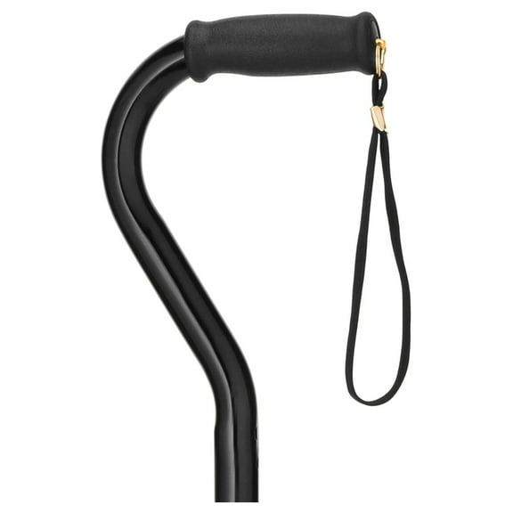 NOVA Heavy Duty Walking Cane with Offset Handle, 500 lb. Weight Capacity, Lightweight Adjustable Walking Stick with Carrying Strap, BLACK