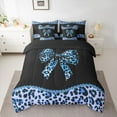 thumbnail image 3 of Homewish Chic Princess Bow-tie Bedding Comforter Set 7 Pieces, Blue Cheetah Leopard Print Full Bedding Set, Modern Fashion Polkadots Reversible Fitted Sheet Flat Sheet, Lightweight Room Decor, 3 of 8