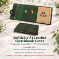 Quality A4 Notebook Genuine Leather A4 Sketchbook Cover with Pockets and Strap Closure ...