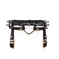 thumbnail image 4 of Anillo de pierna de liga gótica, 2 PCS Liga de pierna elástica con tachuelas de corazón Tirante ajustable punk con 2 clips de metal, cinturones de pierna de arnés con clips, negro brillar Electrónica, 4 of 4