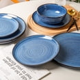 thumbnail image 2 of ALOFMO 12 Piece Stoneware Dinnerware Set for 4, Blue Reactive Glaze Plates and Bowls, Microwave & Dishwasher Safe, 2 of 9