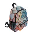 thumbnail image 2 of FORMRS School Backpack with Front Zippered Pocket 12" Student Travel Daypack, Blue Art Pattern, 2 of 6