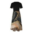 thumbnail image 4 of Nuoqisi Robes Maxi à Fleurs pour Femmes Longues Fluides Évasées à Manches Courtes Robe Élégante à Empiècements à Volants à Étages Robe Modeste pour l'Église, 4 of 5