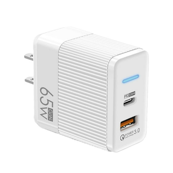 65W USB C Charger | Compact GaN PD Fast Phone Wall Charger, 65W USB C Charger | QC3.0 LED Travel Laptop Charging Block for Mobile Phones, Tablets, and More