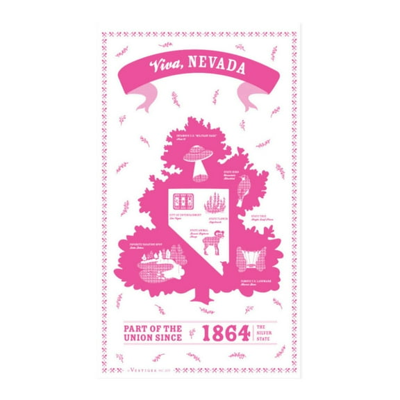 Vestiges Nevada State Souvenir Tea Towel 21.5" x 32" Eco-Friendly