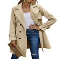 thumbnail image 4 of Manteau pour Femme à Manches Longues, à Revers, à Double Boutonnage, Trench avec Ceinture, 4 of 6