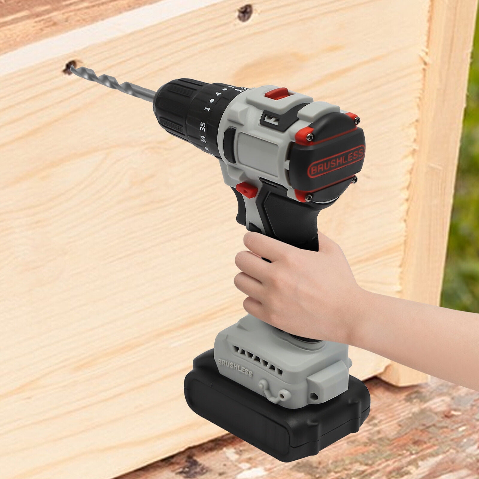 21V Drill 2 Speed Electric Cordless Drill/Driver with Bits Set & 2
