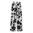 thumbnail image 4 of Dress Pants Women Petite High Waisted Wide Leg Summer Beach Vacation Pants Boho Lounge Casual Palazzo Trousers White XL, 4 of 8