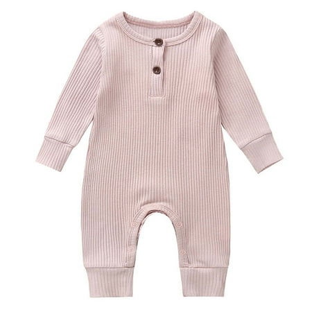 

Dezsed 0-18Months Newborn Romper Long Sleeve Clearance Fashion Infant Girl Clothes Solid Color Round-Neck Baby Spring Autumn Boys Clothes Comfortable Rompers