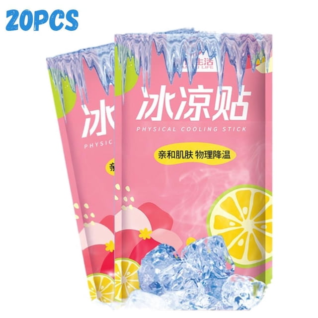 Patchs Rafraîchissants Instantanés de Marque Générique, 20 Pcs de Gel Adhésif Rafraîchissant pour le Corps pour le Soulagement par Temps Chaud, la Récupération après l'Exercice et le Confort Extérieur, Dissipation de Chaleur Longue Durée