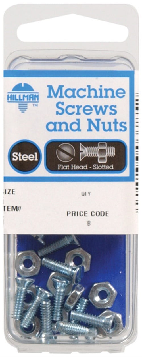 10-24-Inch x 1 1/2-Inch The Hillman Group 7800 Flat Head Slotted Machine Screw with Nut 8-Pack