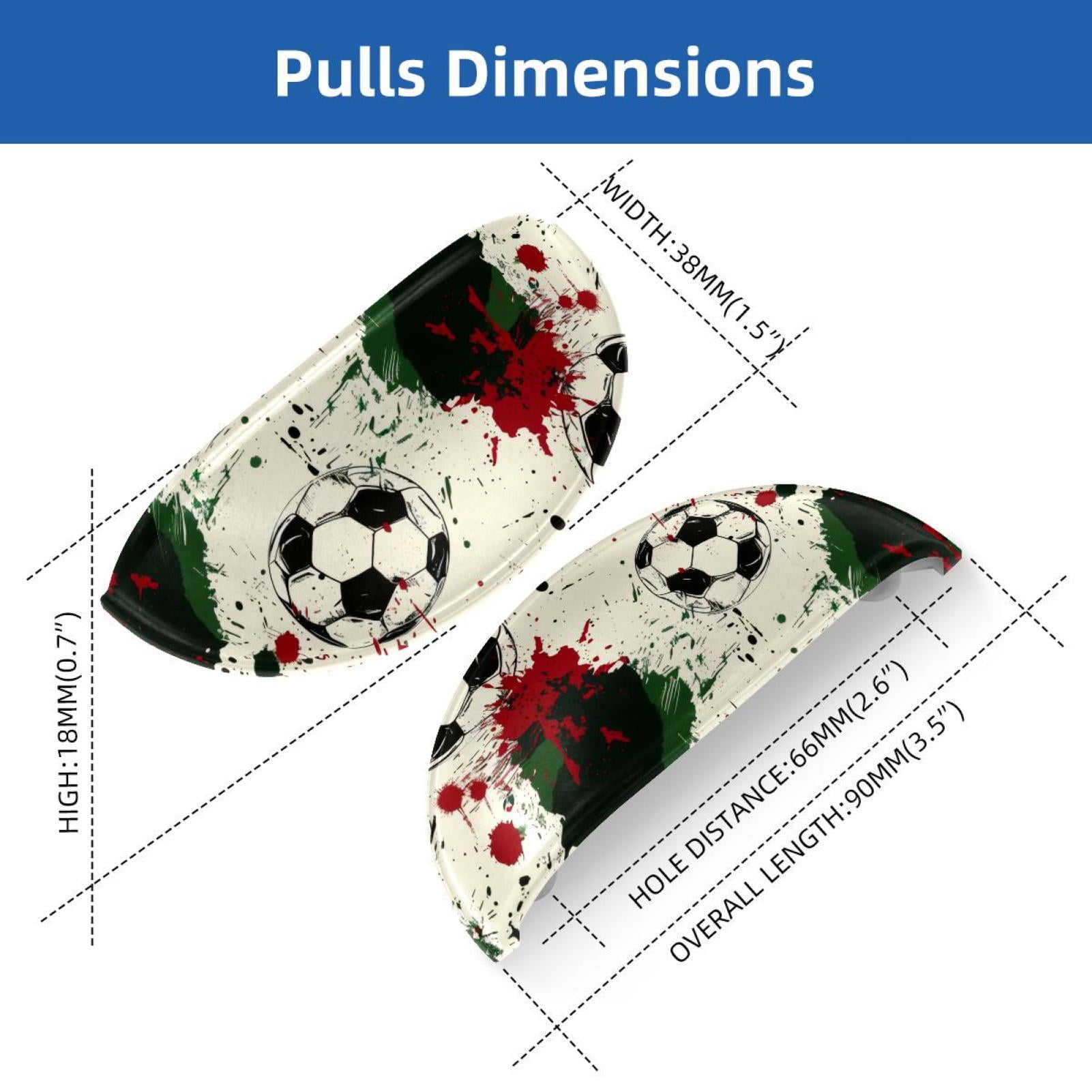 PhooArto 6 Pcs Cup Drawer Pulls, Grunge Splashes Soccer Football Pattern Shell Shape Handles Cabinet Knobs for Dresser Cupboard Closet Wardrobe with Screws