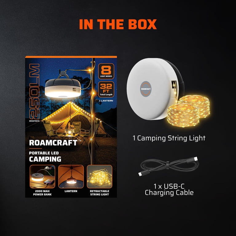Roamcraft™ Portable LED Camping String Light with Built-in Power