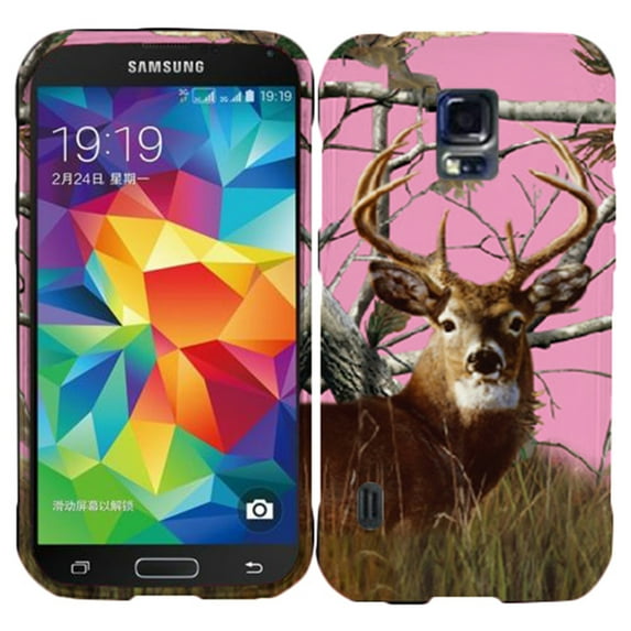 Pink Camo Deer Case for Samsung Galaxy S5 Active G870 Designer Cover Protector Snap on Shield Hard Shell Phone Case
