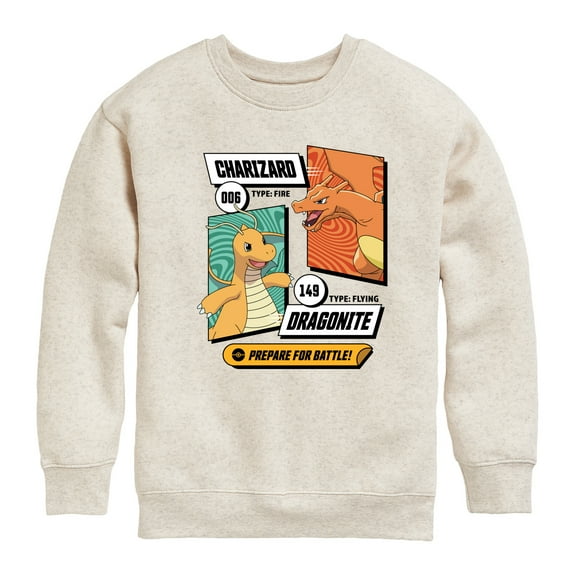 Pokémon - Dragonite Charizard Prepare For Battle - Toddler & Youth Crewneck Fleece Sweatshirt