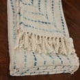 thumbnail image 6 of LR Home Talia Blue/Ivory Striped Lightweight Cotton Blend Embroidered Throw Blanket, 50" x 60", 6 of 11
