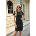 thumbnail image 5 of Women'S Short Sleeve Ruched Casual Sundress Midi Bodycon T Shirt Dress Black L, 5 of 9