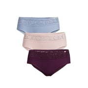 Jessica Simpson Women's Ribbed Microfiber Hipster Panties, 3-Pack