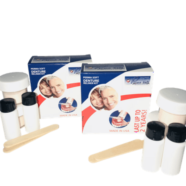Perma Soft Denture Reliner Kit,  2 Pack, Soft Denture Reline Kit that Secures Loose Dentures
