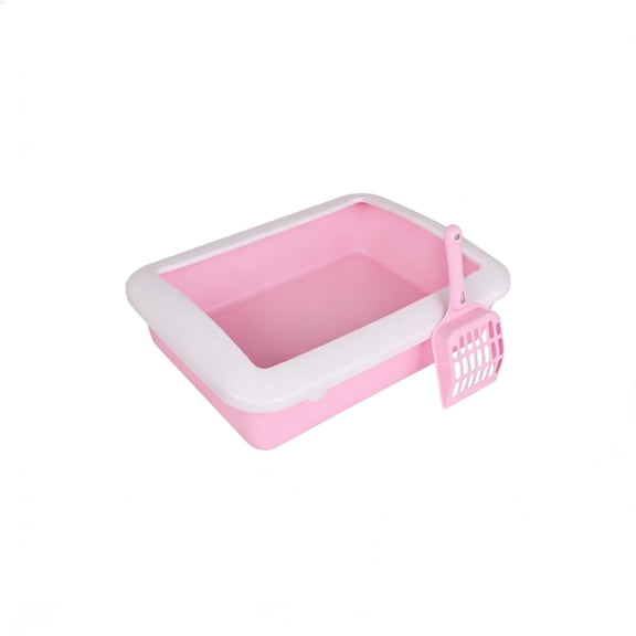 Litter Box for Cats,Cat Litter Box,Open Top Spatter Proof Cat Litter Box, Thickened Plastic Cat Toilet, for Small Medium Cats Anti Splashing Easy Clean(MulticolorB)