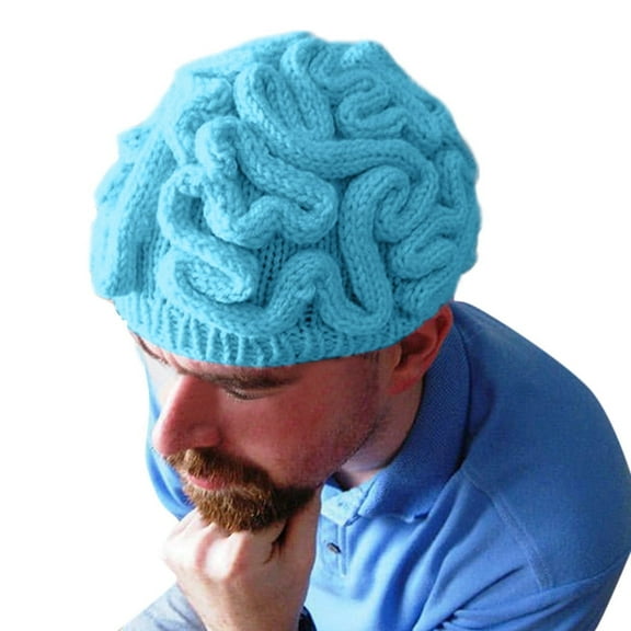 Unisex Handmade Knitted Brain Beanie Cap Halloween Hat