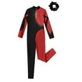 thumbnail image 3 of Alvivi Kids Girls Full Body Dance Unitards Bodysuit Gymnastics Leotards Figure Ice Skating Jumpsuit Burgundy&Black 10, 3 of 5