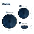 thumbnail image 3 of Famiware Nature 12-Piece Dinnerware Sets, Stoneware Dish Set, Midnight Blue, 3 of 6
