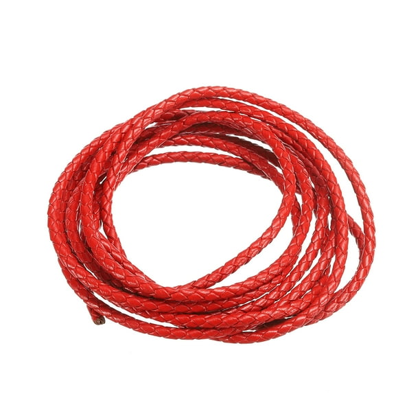 Cuerda de Cuero 2.19 Yardas 3mm Diámetro Trenza Rojo Unique Bargains
