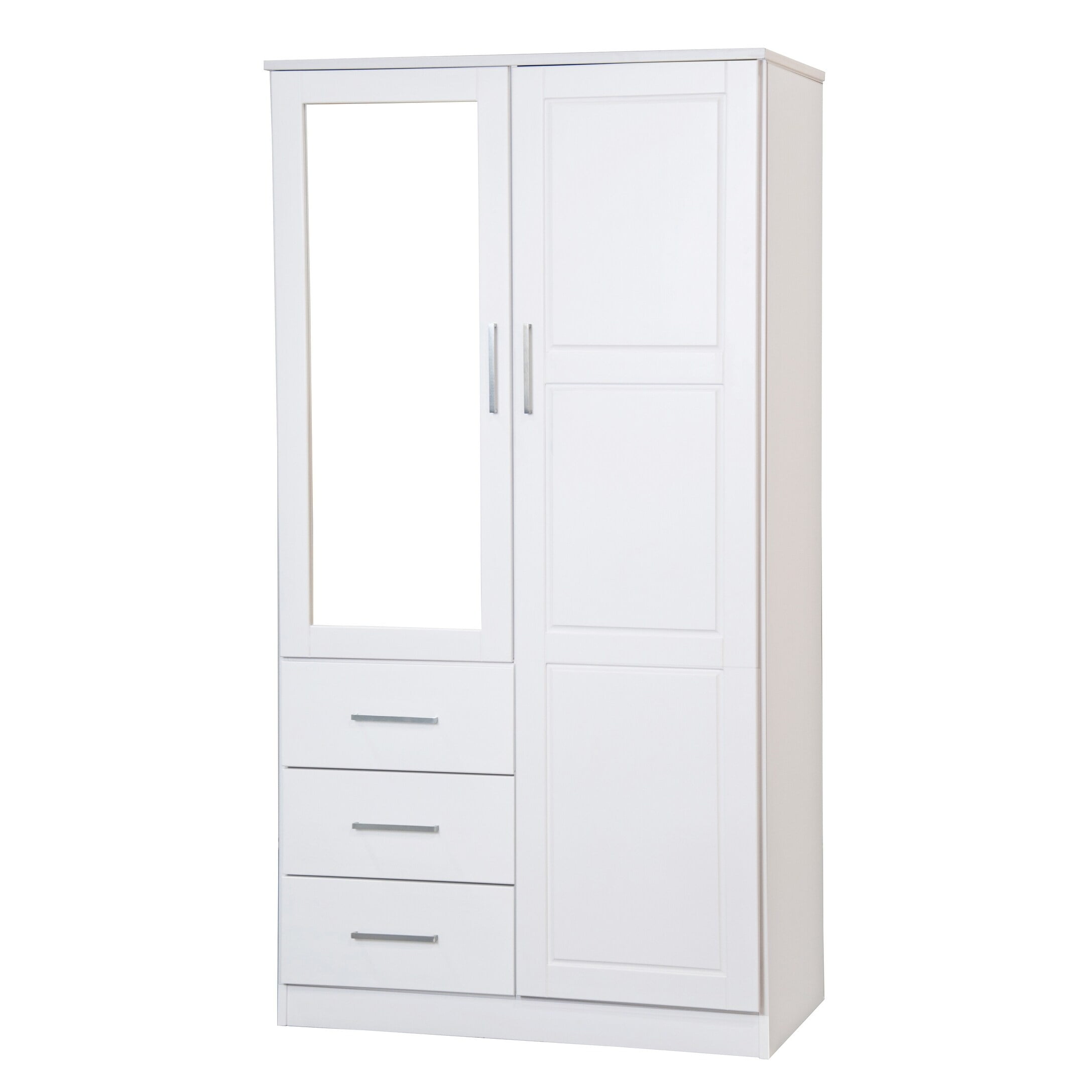 Palace Imports 100% Solid Wood Family Wardrobe Closet Armoire w/Clothing  Rods, White, 60.25 wx 72 hx 20.75 d. Renewable Eco-Friendly Wood, Made  in