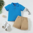 thumbnail image 3 of Baby Boy Outfits Toddler Clothes Child Kids Summer Knitted Soft Short-sleeved Casual 1t 2t 3t 4t 5t 6t T-shirt with Elastic Waist Shorts Outfit Boys' Clothing Sets 2 Piece, 3 of 3