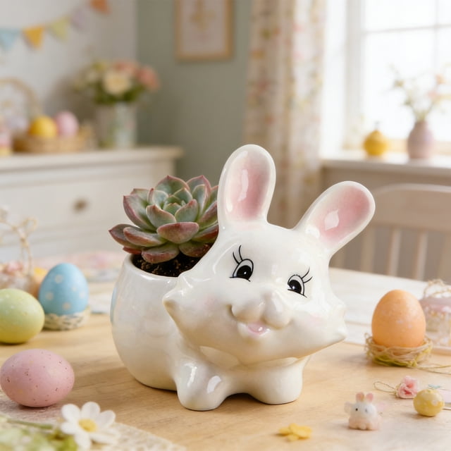 BAOPAI Mini Ceramic Flower Pot Thumb Sized Planter For Desktop And Bedroom Decoration