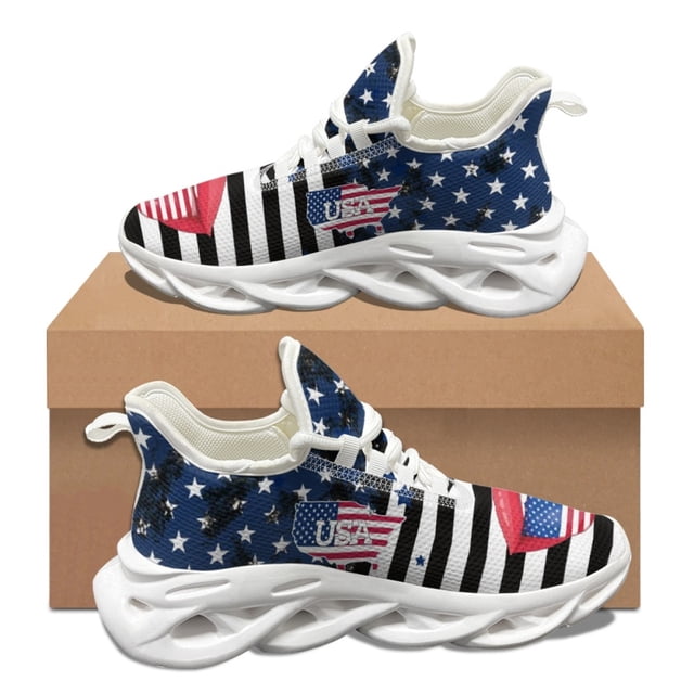 Nuevos zapatos con patrón de banderas de países de EE. UU. para parejas, zapatillas de tenis para otoño e invierno, para el trabajo, el hospital, para mujer, para correr, calzado ligero, bricolaje