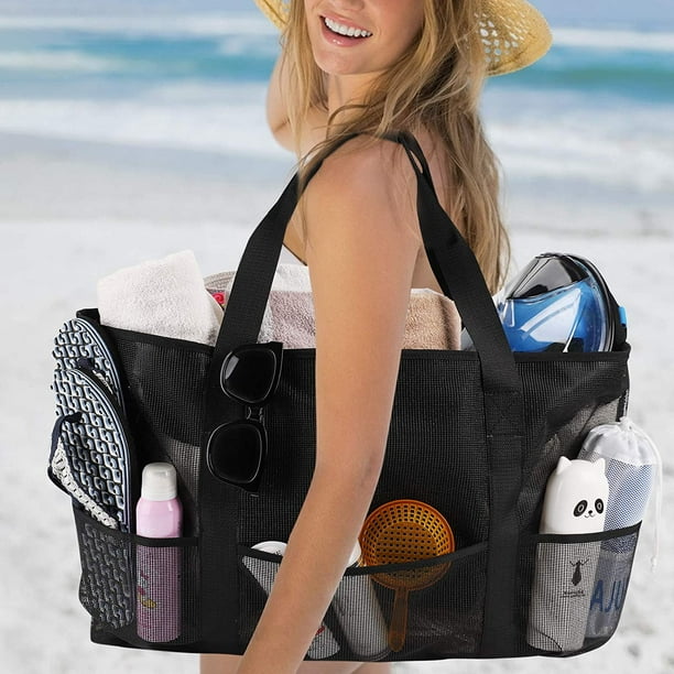 Beach Bag Extra Large Beach Bags for Women Waterproof Sandproof Mesh Beach Tote Bags Pool Bag Beach Essentials Walmart