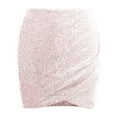 thumbnail image 4 of vigerkar Womens Short Ruched Tulip Hem Body Con Sequin Club Pencil Mini Skirt Pink, L, 4 of 7
