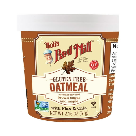 Bob's Red Mill Gluten Free Brown Sugar and Maple Oatmeal Cup with Flax & Chia 2.15 Ounces