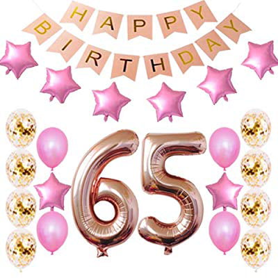 10 x Happy 65th Birthday 9" Latex Balloons Mixed Air Fill 65 Party Decoration 