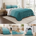 thumbnail image 6 of King Quilt Set 96''x106'', Teal Ombre Lightweight Summer Bedspread Coverlet Set with 2 Pillow Shams, Farmhouse Vintage Wooden Striped Breathable All Season Quilt Bedding for Bedroom/Guest Room, 6 of 9