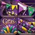 thumbnail image 4 of Gold Mask Mardi Gras Banner Purple Green Feathers Carnival Display Decor Ornate Pattern Masquerade Backdrop for Mardi Gras Party Carnival Celebration Masquerade Ball, 4 of 9