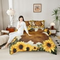 thumbnail image 4 of Castle Fairy Boys Girls Cow Print Twin Comforter Sets,Chic Floral Sunflower Bedding Set, 4 of 8