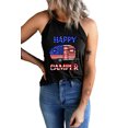 thumbnail image 4 of ABPHQTO Camiseta sin mangas con estampado gráfico de coche HAPPY CAMPER de la bandera americana negra para mujer, 4 of 5