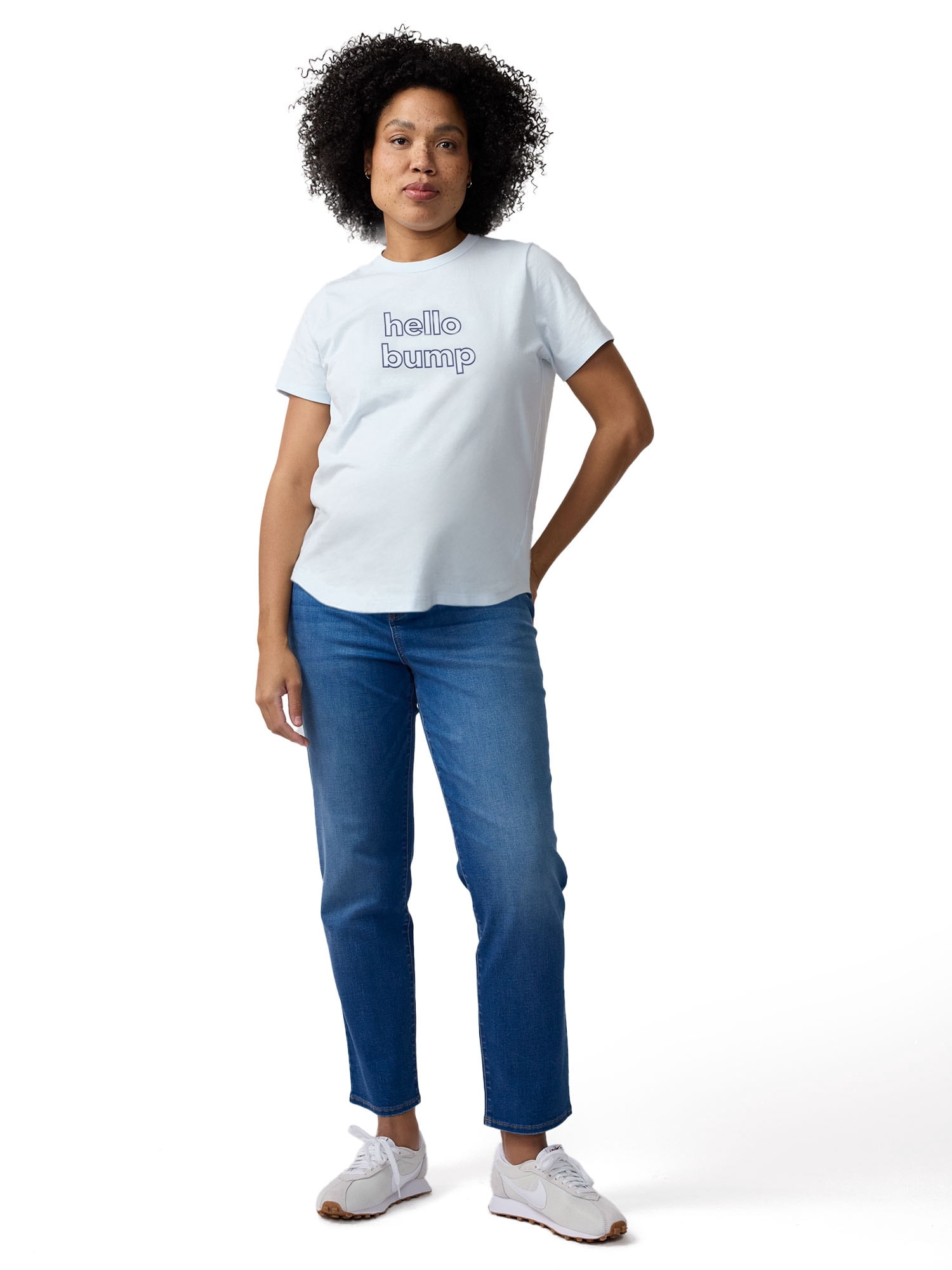 Ingrid & Isabel For Every Belly Women's Maternity Short Sleeve Relaxed Crew Graphic Tee, Sizes S-XXL