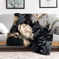 thumbnail image 4 of Blanket Black Modern Botanical Elegant Contemporary Warm Blanket French Vintage Lightweight Fuzzy Blanket for Couch Bed Decor Christmas Halloween Fathers Mothers Valentines Day Gift 30"x40", 4 of 5